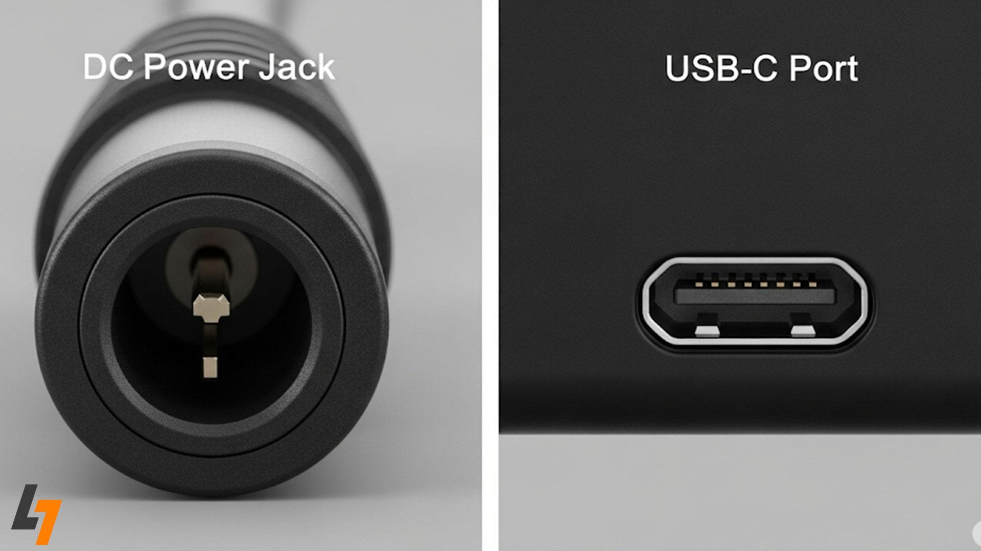 مقایسه جک استوانهای DC با پورت USB-C PD در لپتاپها