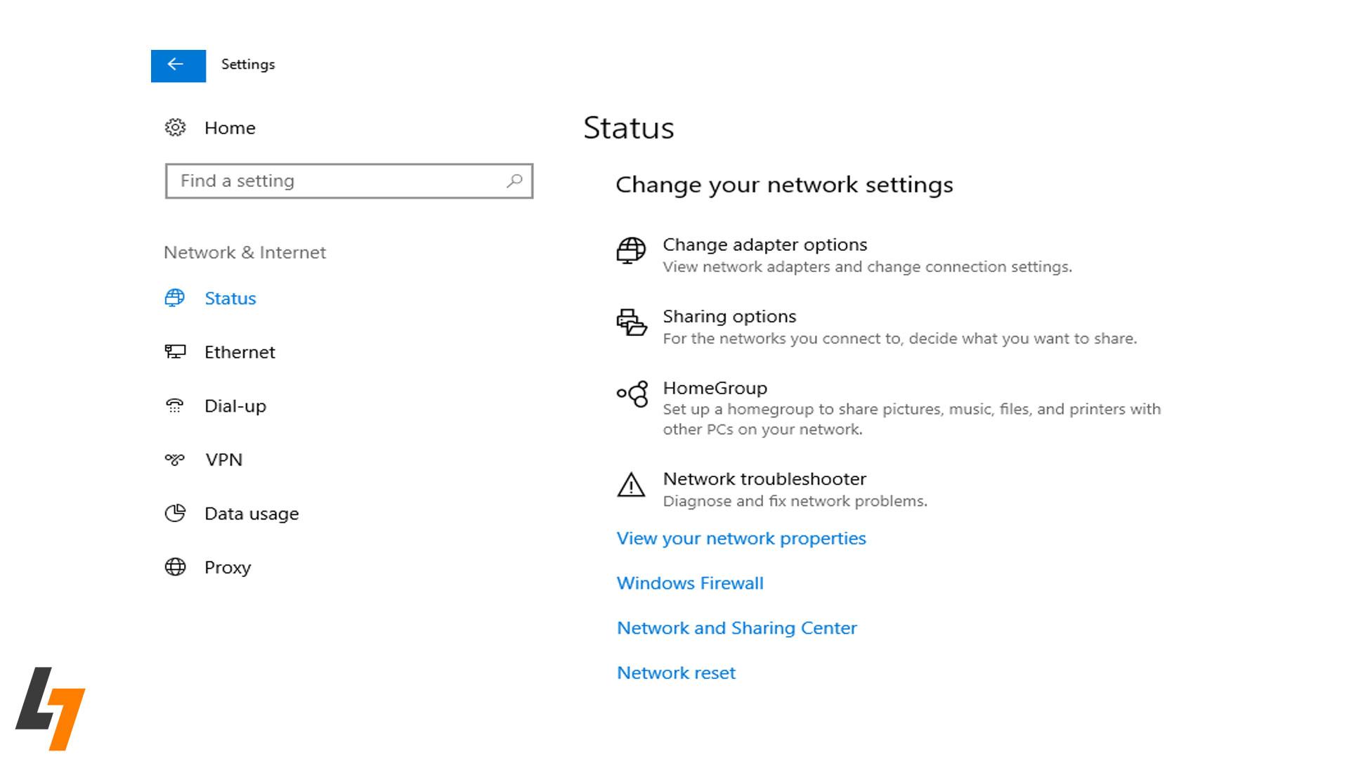 گزینه Network Reset
