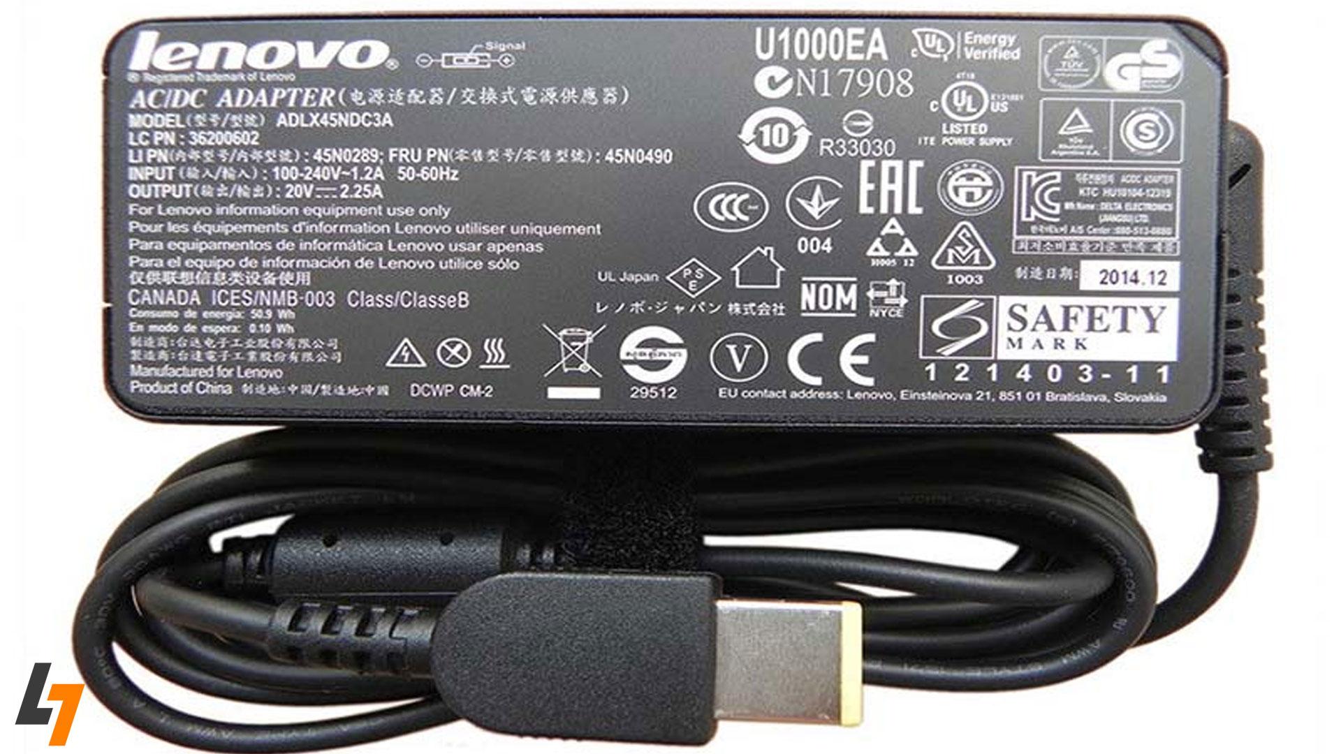 مشخصات فنی شارژر لپ‌تاپ لنوو 